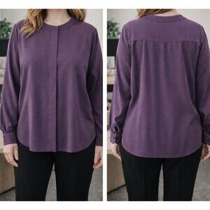 JAY JACOBS Purple Hidden Button Blouse Women’s Size L Long Sleeve
